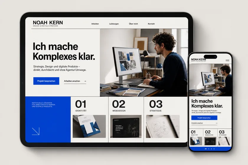 Konzeptstudie Noah Kern: dieselbe Startseite auf iPad und iPhone